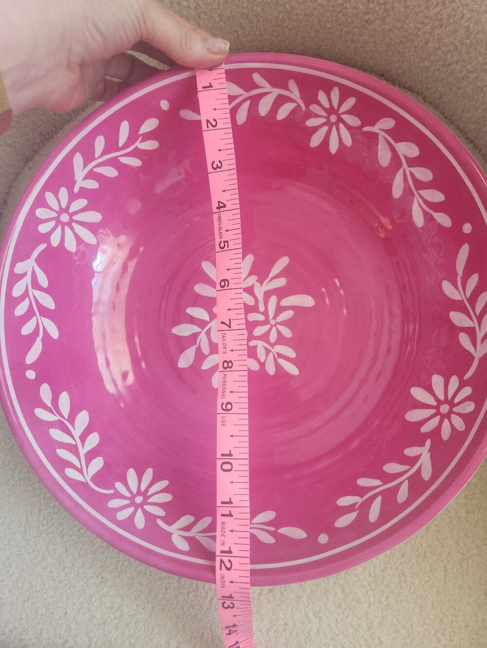 Pink Mexican Talavera Large Plastic Serving Bowl - Home Dining 12 In - Picture 2 of 4